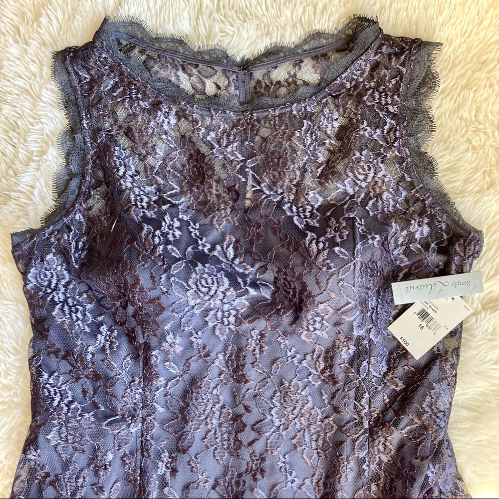 Simply Liliana Dark Silver Lace Cocktail Dress size 16 - Picture 4 of 7